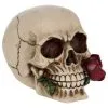 Beiger Totenschädel Mit Roter Rose 15cm -Halloween Deko Verkäufe beiger totenkopf mit roter rose beiger totenschaedel mit roter rose antic skull with red rose 53389 01