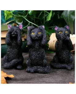 Drei Weise Schwarze Katzen -Halloween Deko Verkäufe drei weise schwarze katzen three wise felines cat figures 39524 05