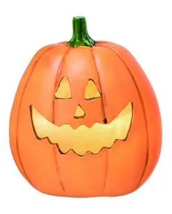 Grinsender Halloween Kürbis Mit LED 16cm -Halloween Deko Verkäufe grinsender led kuerbis aus kunststein light up resin jack o lantern decor halloween kuerbis deko 53047 2