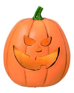 Grinsender Halloween Kürbis Mit LED 16cm -Halloween Deko Verkäufe grinsender led kuerbis aus kunststein light up resin jack o lantern decor halloween kuerbis deko 53047 4