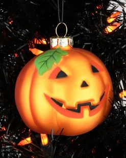 Halloween Jack O'Lantern Glas Christbaumkugel Ø7,6cm -Halloween Deko Verkäufe halloween kuerbis glas weihnachtskugel halloween und horror weihnachtsdeko jack o lantern pumpkin hanging ornament 54760 4