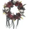 Halloween Türkranz Mit Vertrockneten Blüten & Totenschädel -Halloween Deko Verkäufe halloween tuerkranz mit verbluehten blumen und totenkoepfen halloween wreath with dried flowers and skulls 39610 01