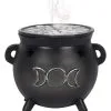 Hexenkessel Mit Dreifach-Mond Räucherkegel Halter -Halloween Deko Verkäufe hexenkessel mit triple moon raeucherkegel halter triple moon witch cauldron incense cone holder gothic deco 50699 01