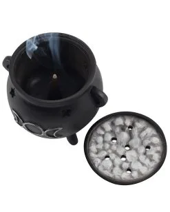 Hexenkessel Mit Dreifach-Mond Räucherkegel Halter 8 Hexenkessel Mit Dreifach-Mond Räucherkegel Halter -Halloween Deko Verkäufe hexenkessel mit triple moon raeucherkegel halter triple moon witch cauldron incense cone holder gothic deco 50699 03