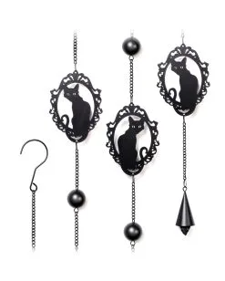 Katzen Silhouette Metall Windspiel Hängedeko -Halloween Deko Verkäufe katzen silhouette windspiel und haengedeko gothic und halloween wohnungsdeko alchemy england feline wind chime 52747