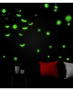 Leuchtende "Fledermäuse & Spinnen" Halloween Sticker -Halloween Deko Verkäufe leuchtende halloween sticker fledermaeuse und spinnen glow in the dark halloween sticker bats and spiders 51726 03