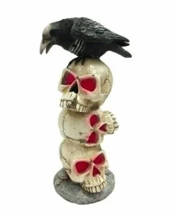 Rabe Auf Totenschädel Turm Mit LED Licht 29cm -Halloween Deko Verkäufe rabe auf totenkopf turm mit led licht raven on skull tower with led light halloween deko 51580 03