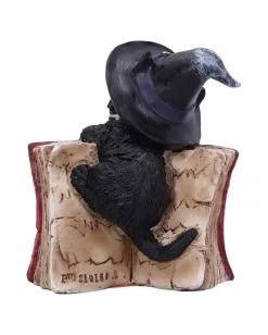 Schwarzes Hexenkätzchen Mit Rotem Zauberbuch 8,2cm -Halloween Deko Verkäufe schwarze hexenkatze mit rotem zauberbuch black witchs cat familiar with red grimoire gothic deko und figuren 52417 4