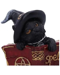 Schwarzes Hexenkätzchen Mit Rotem Zauberbuch 8,2cm -Halloween Deko Verkäufe schwarze hexenkatze mit rotem zauberbuch black witchs cat familiar with red grimoire gothic deko und figuren 52417 5