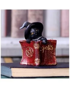 Schwarzes Hexenkätzchen Mit Rotem Zauberbuch 8,2cm -Halloween Deko Verkäufe schwarze hexenkatze mit rotem zauberbuch black witchs cat familiar with red grimoire gothic deko und figuren 52417 6