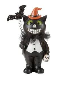 Hexenkatze Im Smoking Und Hexenhut Figur 19cm