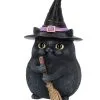 Schwarze Katze Mit Besen & Hexenhut 1 Schwarze Katze Mit Besen & Hexenhut -Halloween Deko Verkäufe schwarze katze mit hexenhut black cat with witch hat and broom gothic figur geschenkartikel 39255 01
