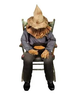 Sitzende Vogelscheuche Mit Schnappkopf -Halloween Deko Verkäufe sitzende vogelscheuche mit schnappkopf sitting scarecrow with snapping head halloween animatronic 38880 02