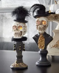 Mrs. Skelett Halloween Büste Mit LED Augen 42cm -Halloween Deko Verkäufe skelett lady bueste mit led augen 42cm elegante halloween deko und wohnungsaccessoires gothic lady skeleton bust with led eyes 54719 3