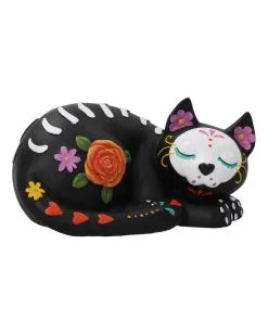 Schlafende Sugar Skull Katze 22cm
