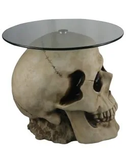 Totenschädel Tisch Mit Glasplatte 56,5cm -Halloween Deko Verkäufe totenkopf tisch mit runder glasplatte totenschaedel tisch mit runder glasplatte skull table with round glass plate 54783 03