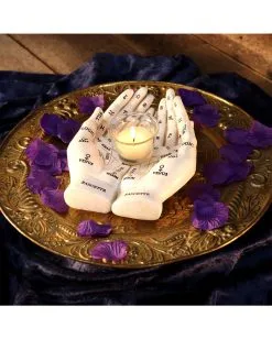 Weiße Chiromantie-Hände Teelichthalter -Halloween Deko Verkäufe weisse handlese haende kerzenhalter weisse chiromantie haende teelichthalter 51058 07