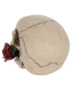 Beiger Totenschädel Mit Roter Rose 15cm -Halloween Deko Verkäufe beiger totenkopf mit roter rose beiger totenschaedel mit roter rose antic skull with red rose 53389 04
