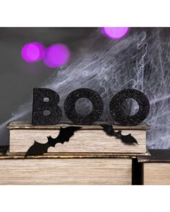 Schwarze Glitzer Holz Deko Boo -Halloween Deko Verkäufe boo glitzer standdeko glitter boo block decor buchstaben aufsteller halloween 53043 2