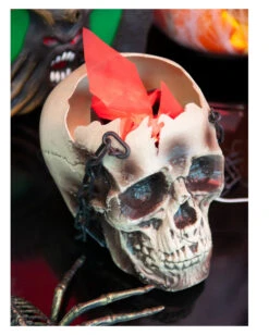 Totenkopf LED Flammenschale -Halloween Deko Verkäufe brennende totenschaedel laterne schaedellaterne mit licht und bewegungseffekt skull with flame 37865 03