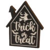 "Trick Or Treat" Halloween Aufsteller 20cm -Halloween Deko Verkäufe halloween haus holz block deko trick or treat 20cm wood engraved house block trick or treat 54283