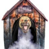 Hundehütte Mit Beweglichem Bluthund 1 Hundehütte Mit Beweglichem Bluthund -Halloween Deko Verkäufe hundehuette mit angreifendem killerhund halloween animatronic doghouse with moving bloodhound 51761 01