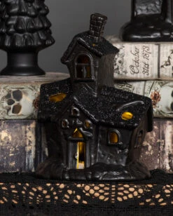 Beleuchtete Grusel Glitzer Geisterhaus Deko -Halloween Deko Verkäufe scary glitter geisterhaus deko mit led scary glitter light up haunted house halloween spukhaus deko 53048 2