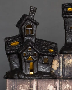 Beleuchtete Grusel Glitzer Geisterhaus Deko -Halloween Deko Verkäufe scary glitter geisterhaus deko mit led scary glitter light up haunted house halloween spukhaus deko 53048 3