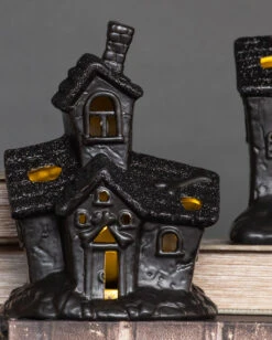 Beleuchtete Grusel Glitzer Geisterhaus Deko -Halloween Deko Verkäufe scary glitter geisterhaus deko mit led scary glitter light up haunted house halloween spukhaus deko 53048 4