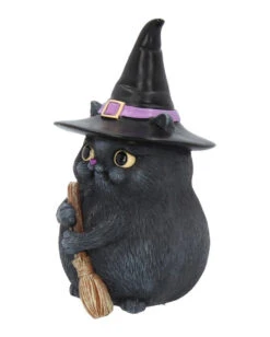 Schwarze Katze Mit Besen & Hexenhut 9 Schwarze Katze Mit Besen & Hexenhut -Halloween Deko Verkäufe schwarze katze mit hexenhut black cat with witch hat and broom gothic figur geschenkartikel 39255 02