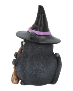 Schwarze Katze Mit Besen & Hexenhut 10 Schwarze Katze Mit Besen & Hexenhut -Halloween Deko Verkäufe schwarze katze mit hexenhut black cat with witch hat and broom gothic figur geschenkartikel 39255 03