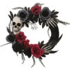 Gothic Türkranz Mit Blüten, Totenkopf & Skeletthänden