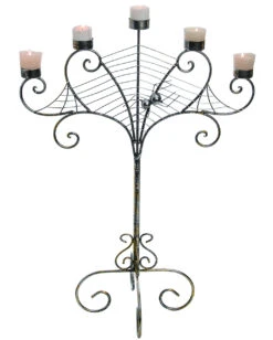 Silber-goldener Metall Spinnweben Kerzenständer