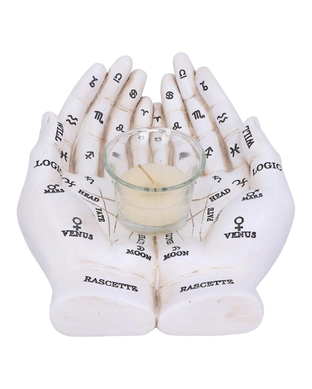 Weiße Chiromantie-Hände Teelichthalter 3 Weiße Chiromantie-Hände Teelichthalter